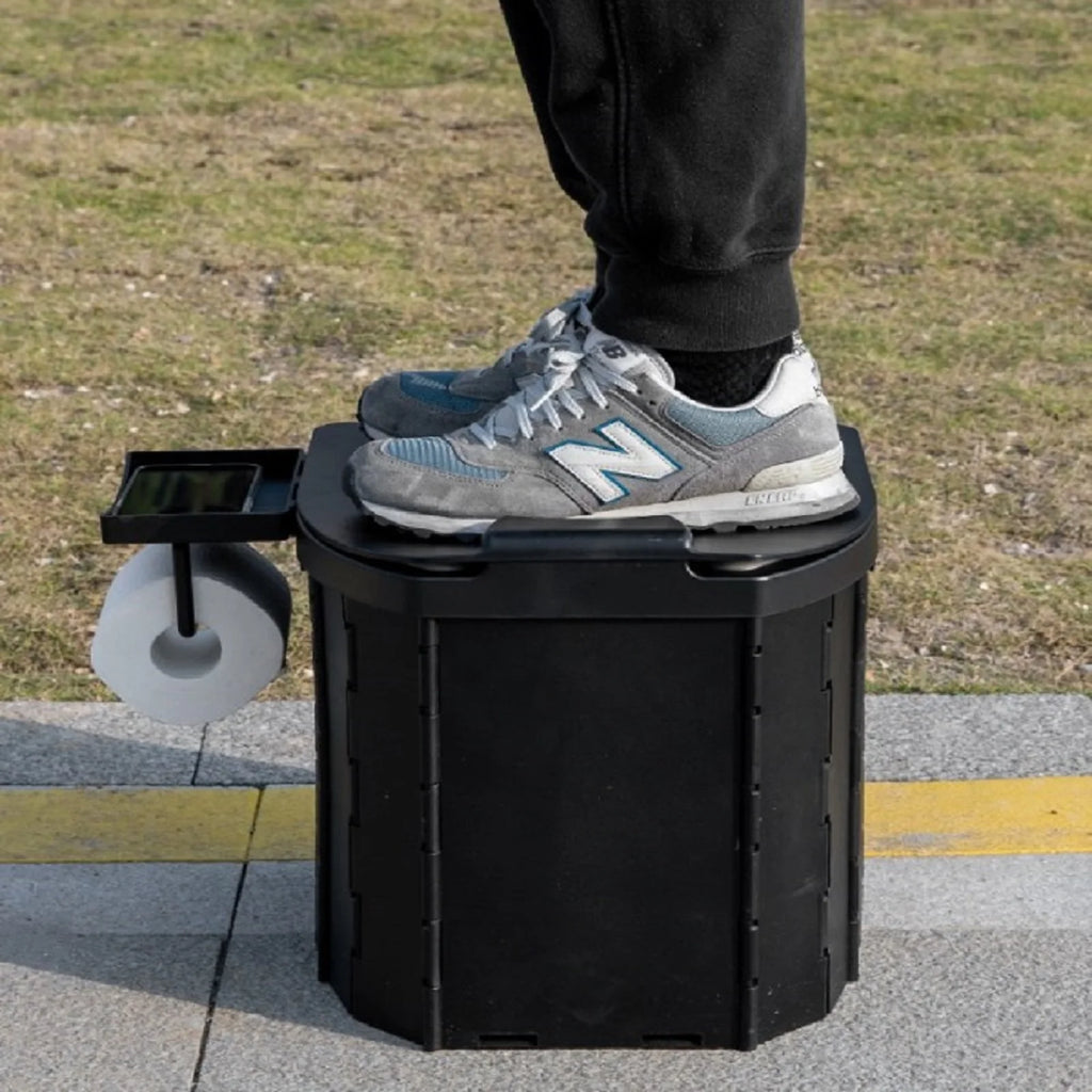 Inodoro Plegable Portátil para Exterior con Tapa de PU