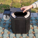 Inodoro Plegable Portátil para Exterior con Tapa de PU