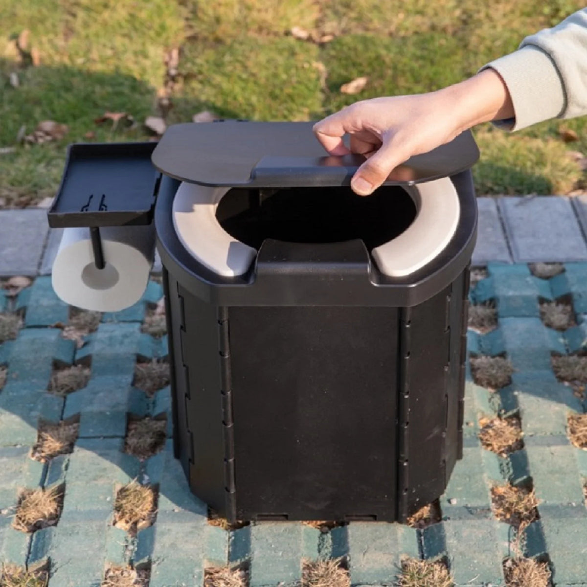 Inodoro Plegable Portátil para Exterior con Tapa de PU