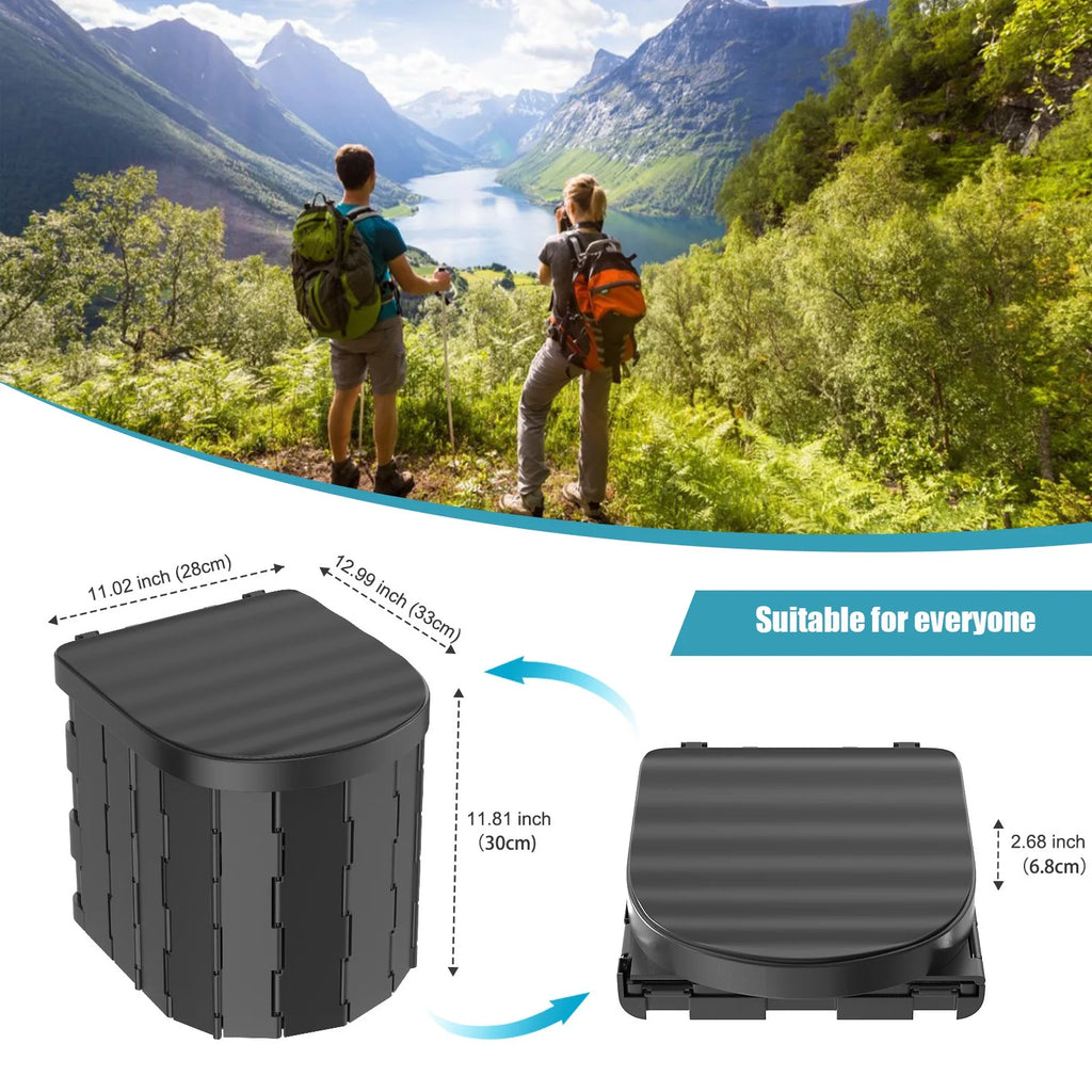 Inodoro Plegable Portátil para Exterior con Tapa de PU