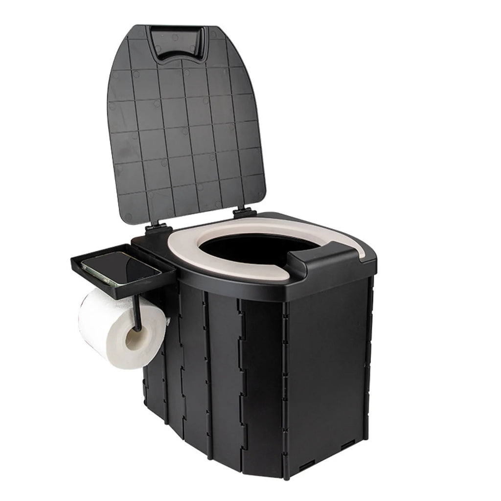 Inodoro Plegable Portátil para Exterior con Tapa de PU
