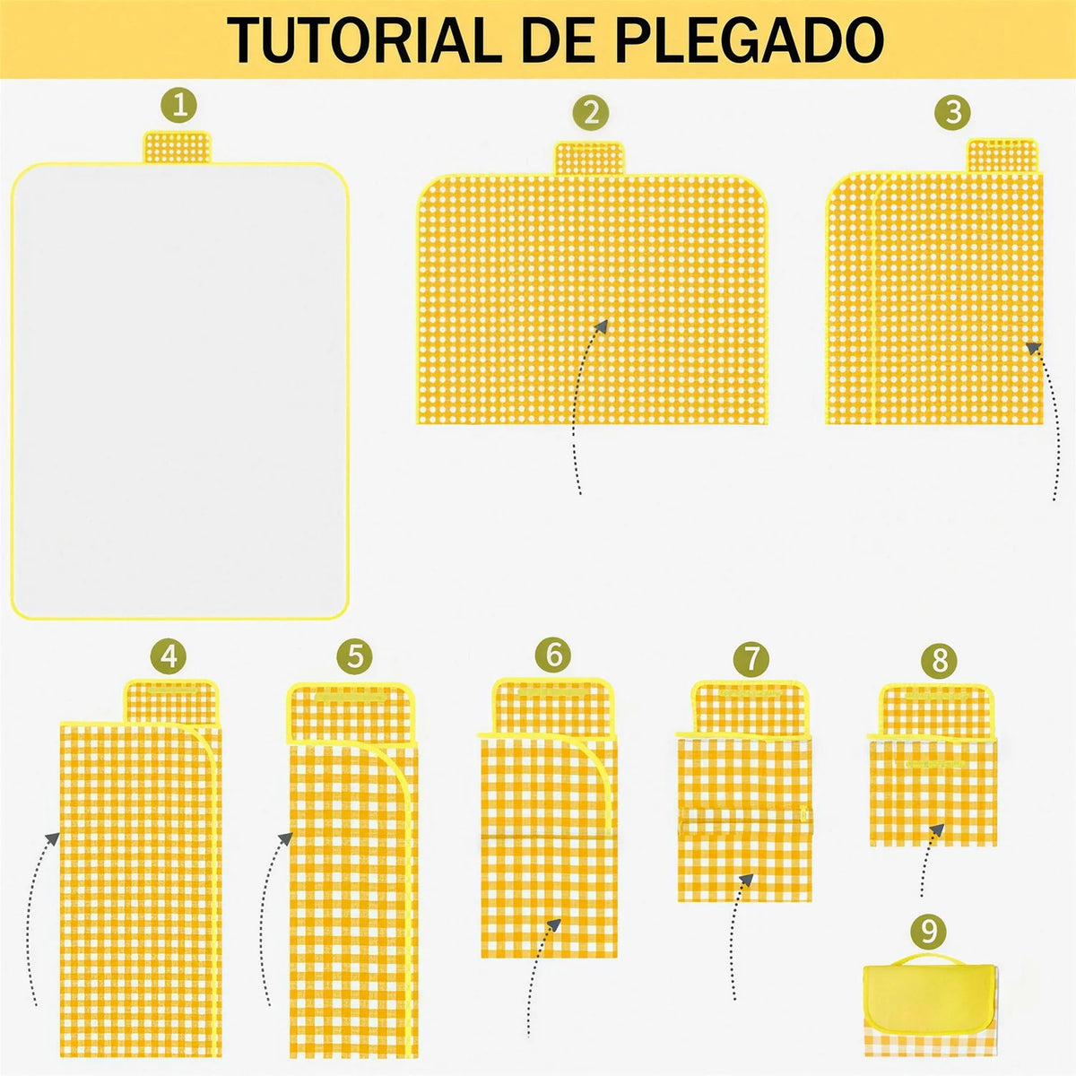 Manta de Picnic y Playa Impermeable Plegable Aislante para Exterior - 3 Tamaños Clásico Diseño a Cuadros Colores Aleatorios Rojo Verde Amarillo