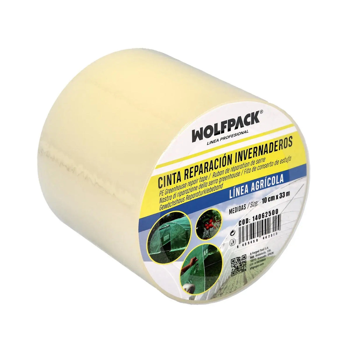 Cinta Adhesiva de Alta Resistencia para Reparación de Invernaderos, 10 cm x 33 m, Transparente