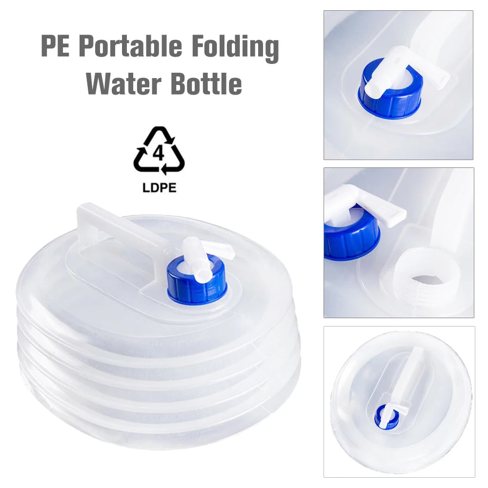 Cubo plegable para exteriores 3L/5L/8L/10L/15L – Bolsa de agua portátil para camping y supervivencia