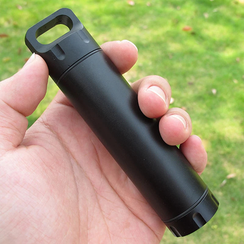 Cápsula Estanca Portátil de Aluminio para Supervivencia Outdoor - Contenedor Multifuncional y Resistente al Agua