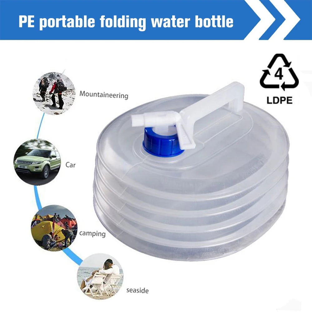 Cubo plegable para exteriores 3L/5L/8L/10L/15L – Bolsa de agua portátil para camping y supervivencia