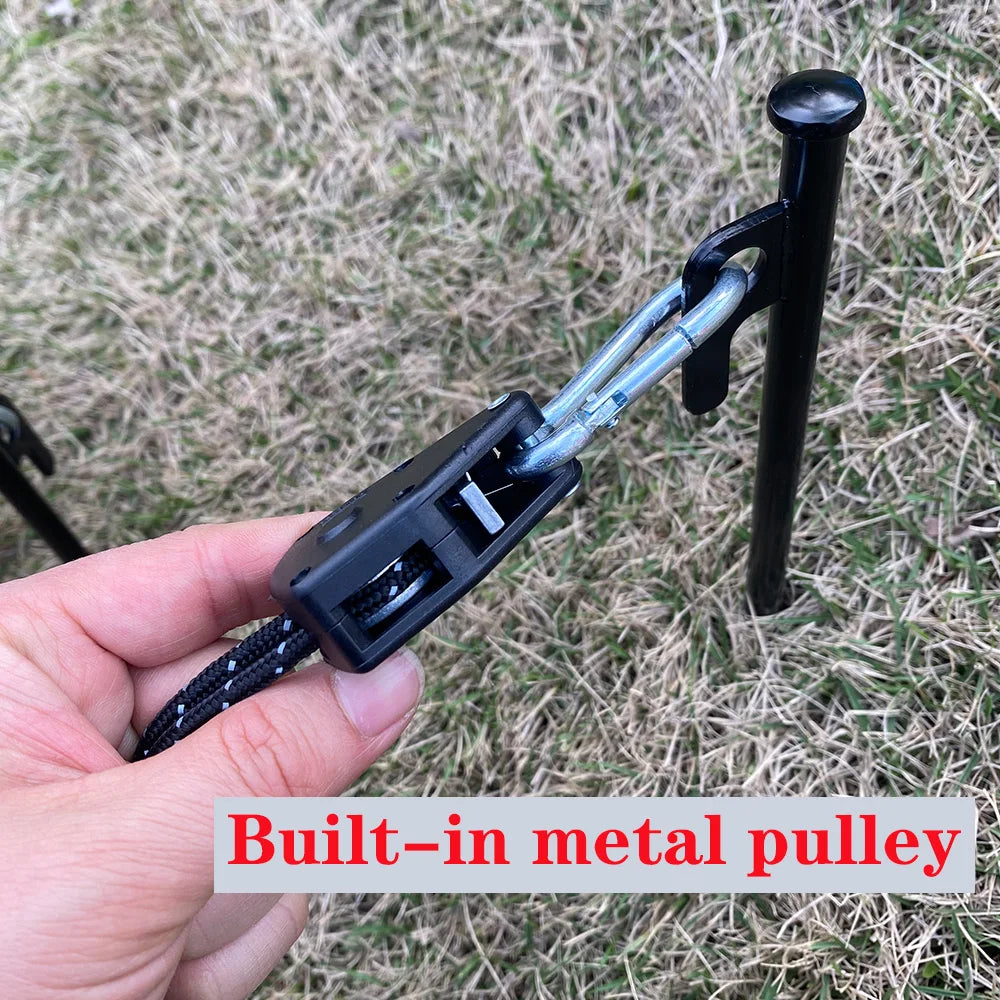 Set de 8 Cuerdas de 4m para Camping con Tensor Ajustable y Hebillas Fijas