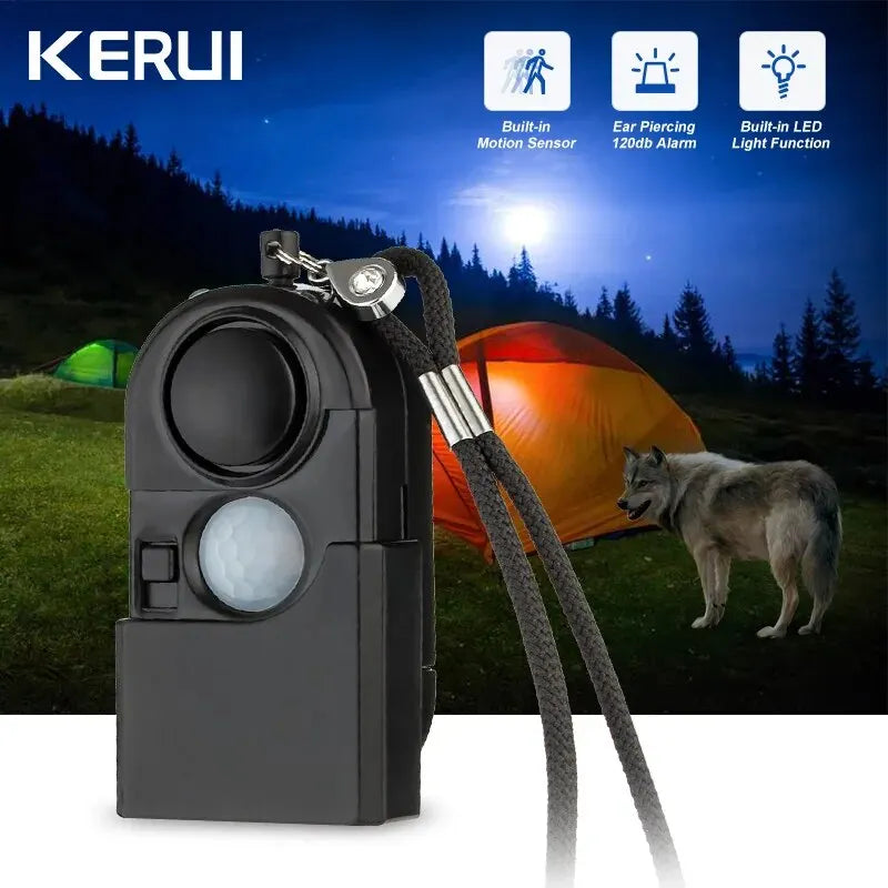 Alarma de Movimiento Portátil KERUI Mini 120dB con Luz LED SOS – Seguridad Personal para Viajes y Protección en el Hogar