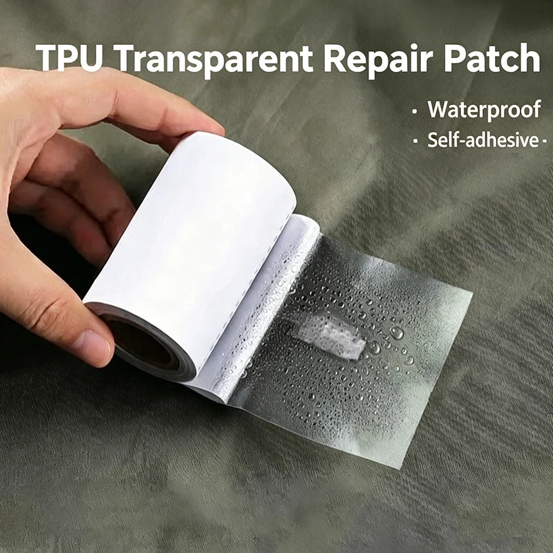 Cinta Adhesiva Transparente de Reparación TPU Impermeable para Tienda de Campaña, Impermeables y Equipos Outdoor
