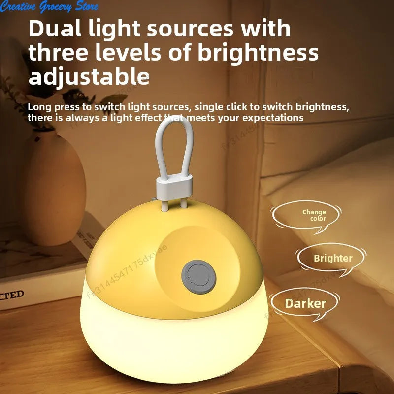 Linterna LED de Camping Recargable Portátil de Silicona Blanda y Luz de Doble Color para Senderismo y Pesca