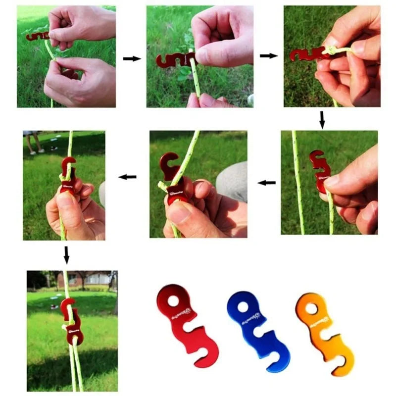 4 Cuerdas Reflectantes para Tienda, Cuerdas Refuerzo a Prueba de Viento con Hebillas para Camping