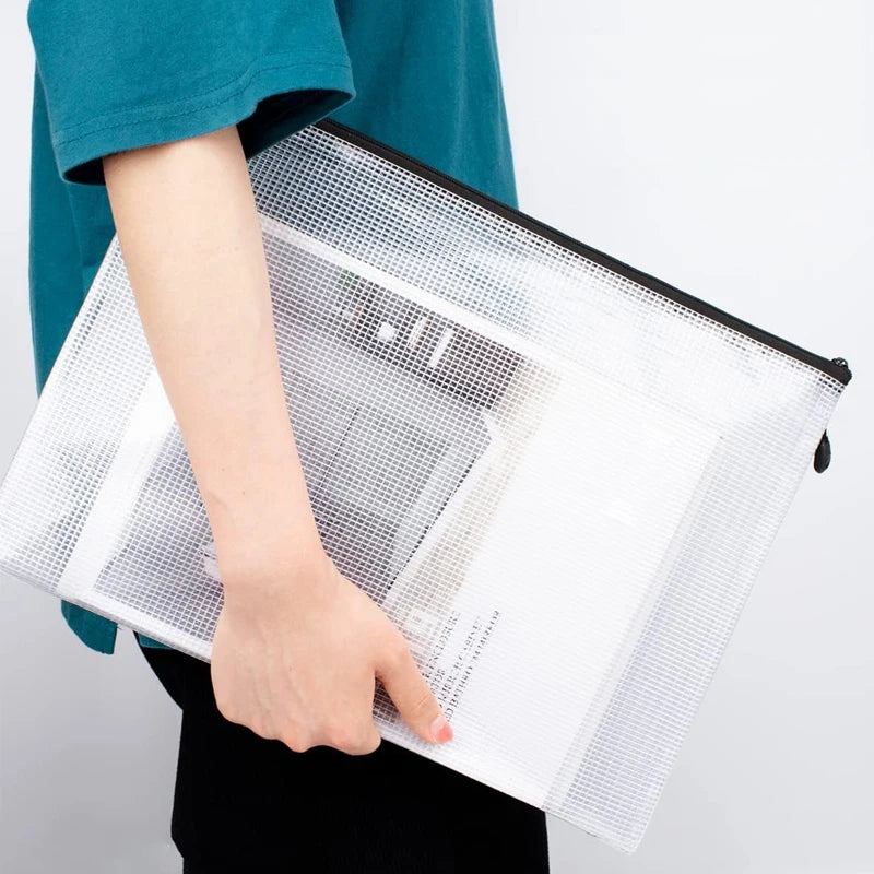 Bolsa de Almacenamiento con Cierre de Malla Impermeable para Documentos – Tamaños A3/A4/A5/A6