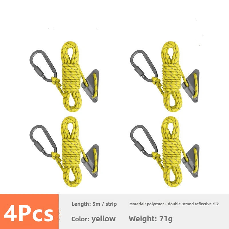 Cuerda Reflectante Doble de 5mm para Tienda de Campaña con Tensor y Hebilla – Accesorio Cortaviento para Outdoor, Lona y Refugios