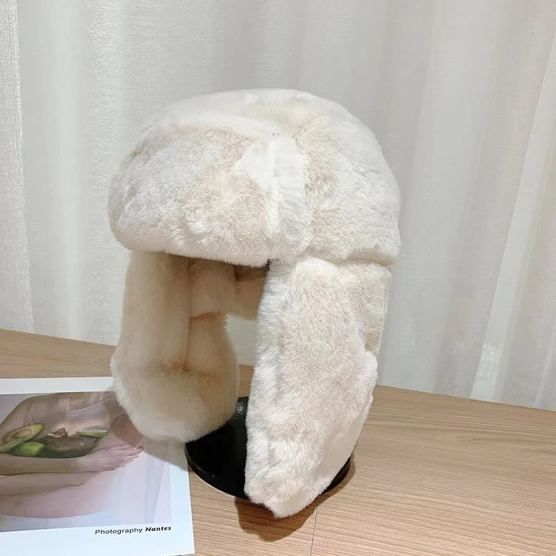 Gorra Ushanka Unisex Invierno con Orejeras de Piel Artificial Estilo Coreano Ajustable Tipo Piloto Bomber Gruesa Caliente a Prueba de Viento para Esquí