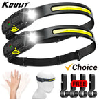Linterna Frontal LED Recargable USB con Sensor XPE+COB para Camping y Pesca