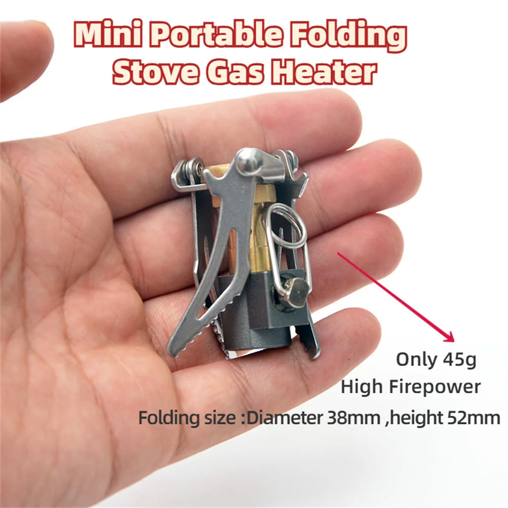 Hornillo de gas portátil para camping plegable, mini estufa de supervivencia para picnic y excursiones