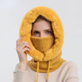 Gorro de Invierno con Máscara y Capucha para Mujer, Tejido de Cachemira, Calidez para Cuello, Esquí y Outdoor, Antiviento, Forro de Felpa, Estilo Ruso