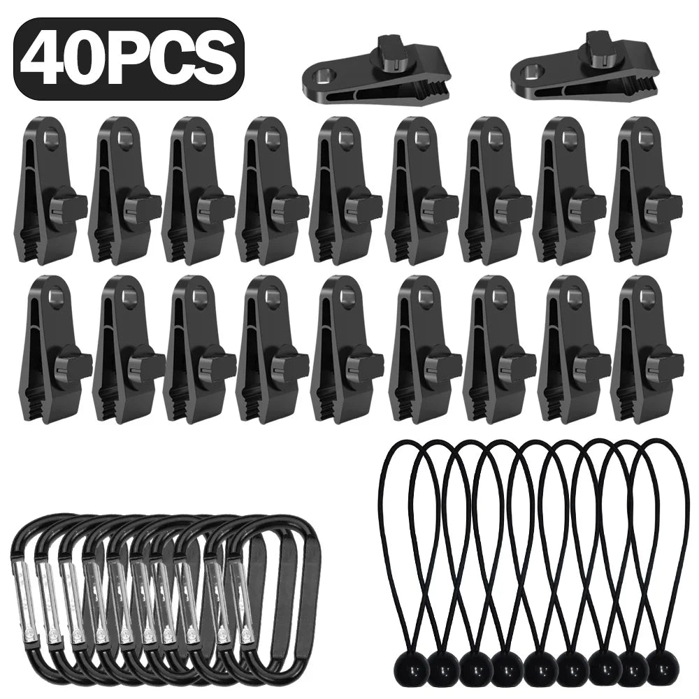 Clips de Toldo y Lona para Camping, Juego de 5 o 40 Piezas, Alta Resistencia y Sujeción Firme para Exteriores