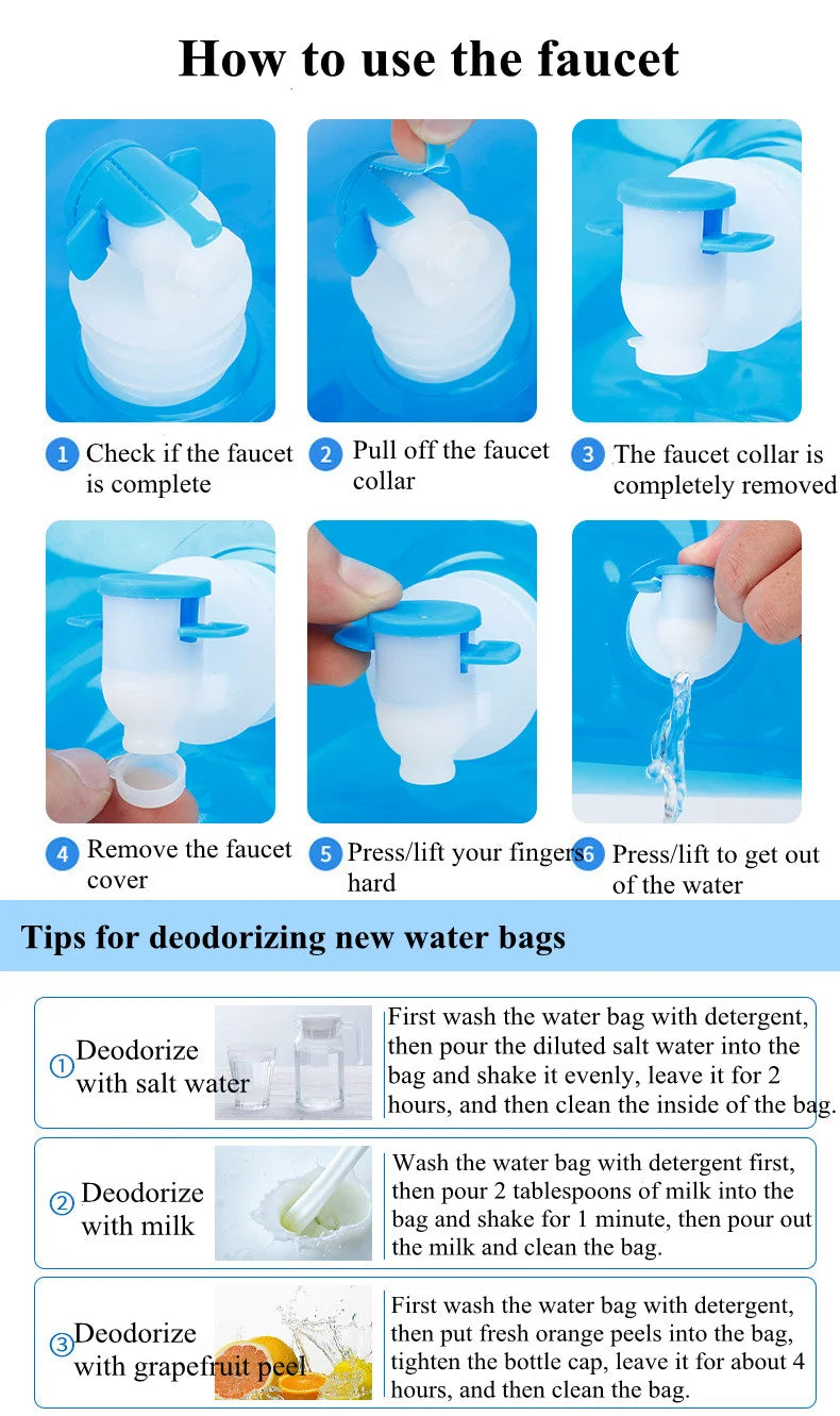 Bolsa de Agua Portátil y Plegable para Camping 5 L/10 L