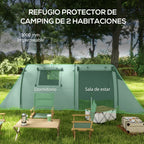 Tienda de campaña para 3 personas con ventanas, gancho y bolsa de transporte impermeable 3000mm 470x220x150 cm verde