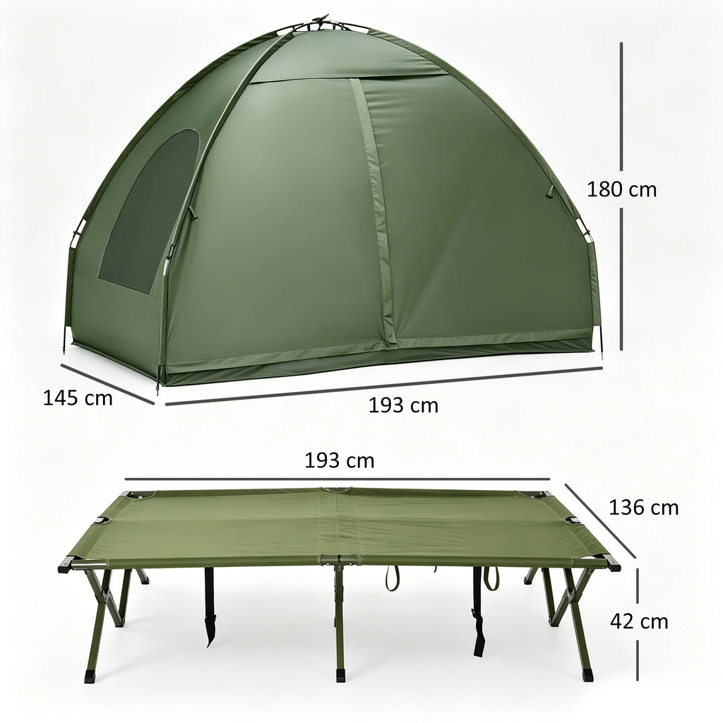 Cama Doble Plegable Outsunny con Colchón Inflable y Tienda para Camping