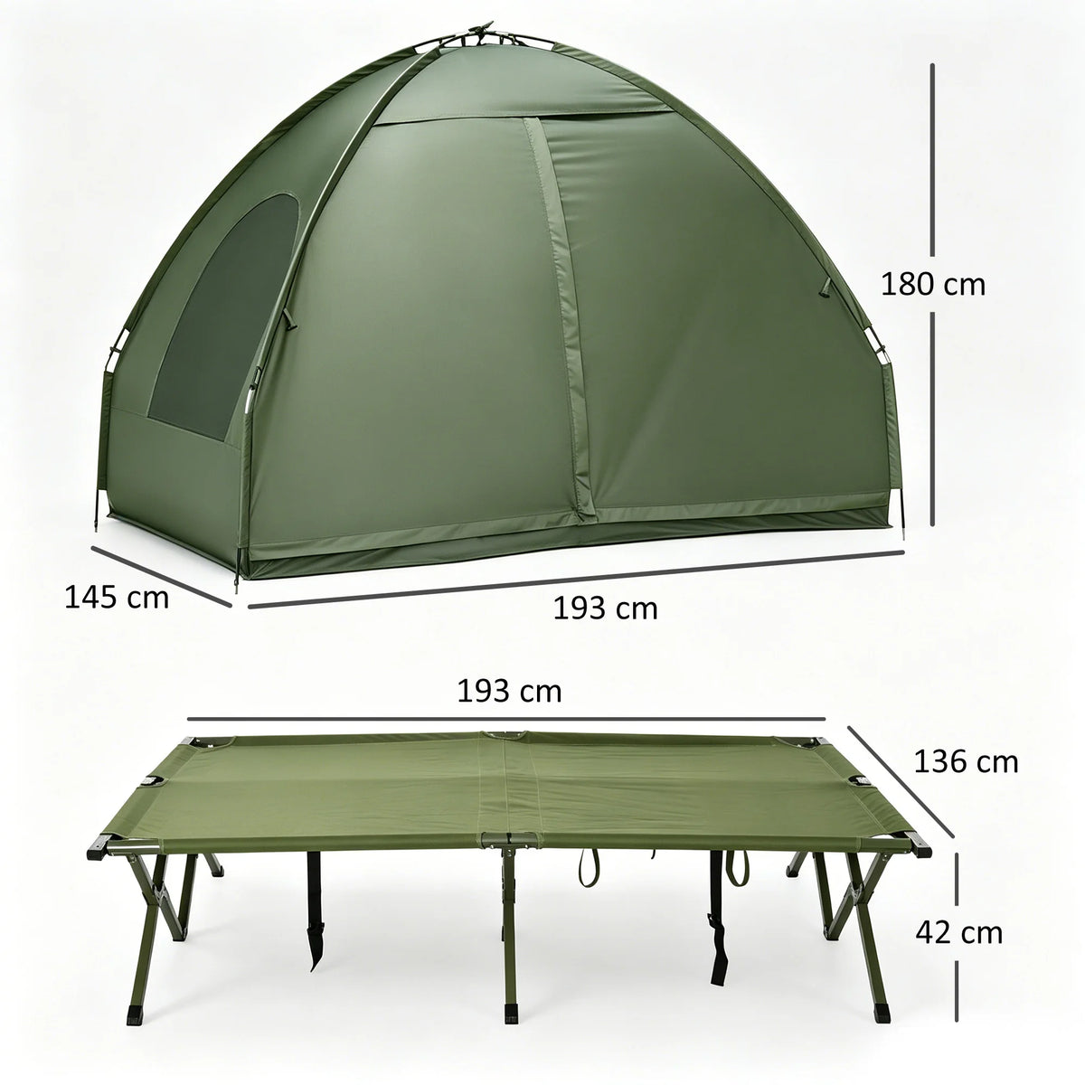 Cama Doble Plegable Outsunny con Colchón Inflable y Tienda para Camping