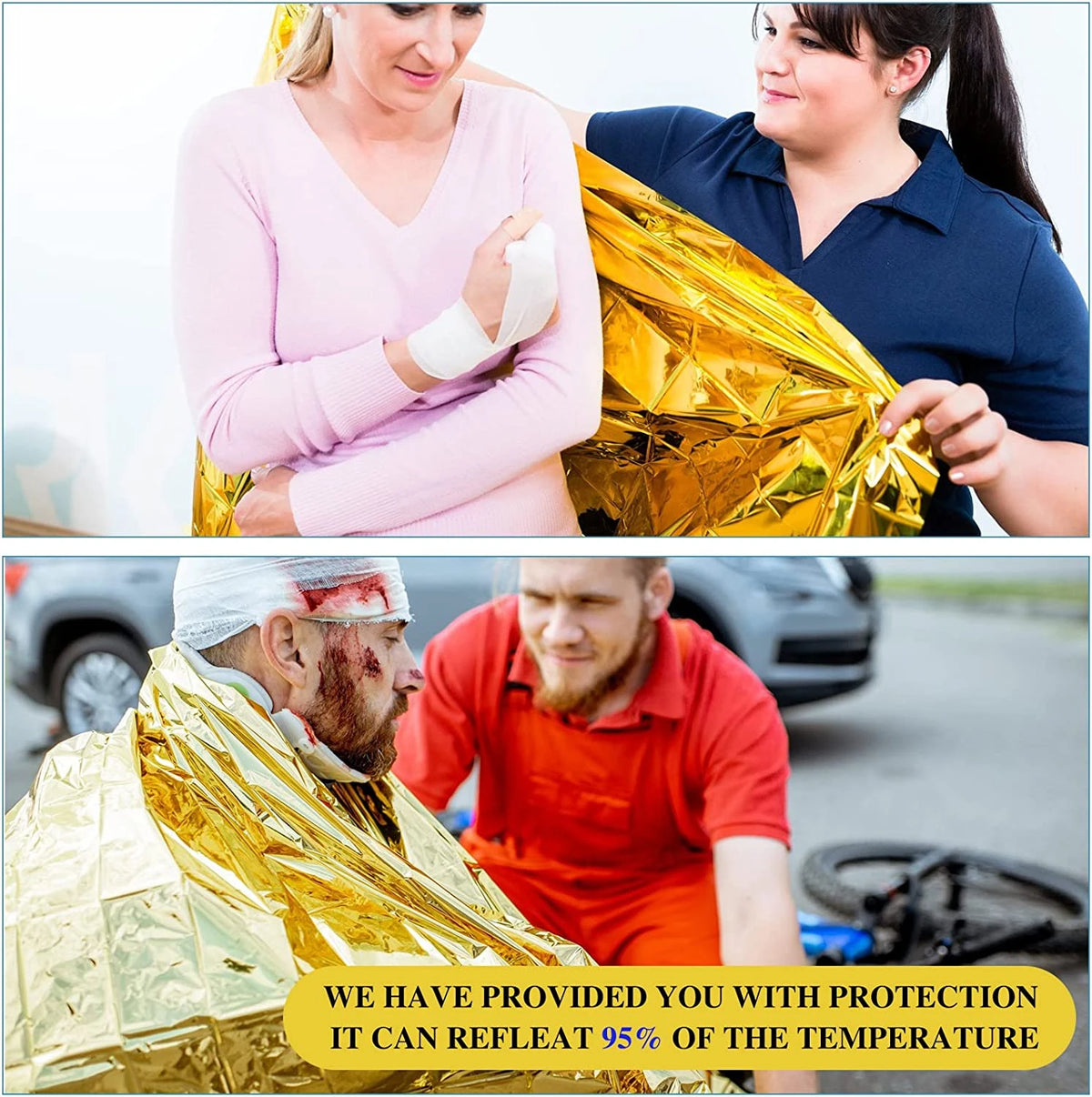 Manta de Supervivencia de Emergencia Exterior 5-30 Unid Oro-Plata Impermeable 130x210cm