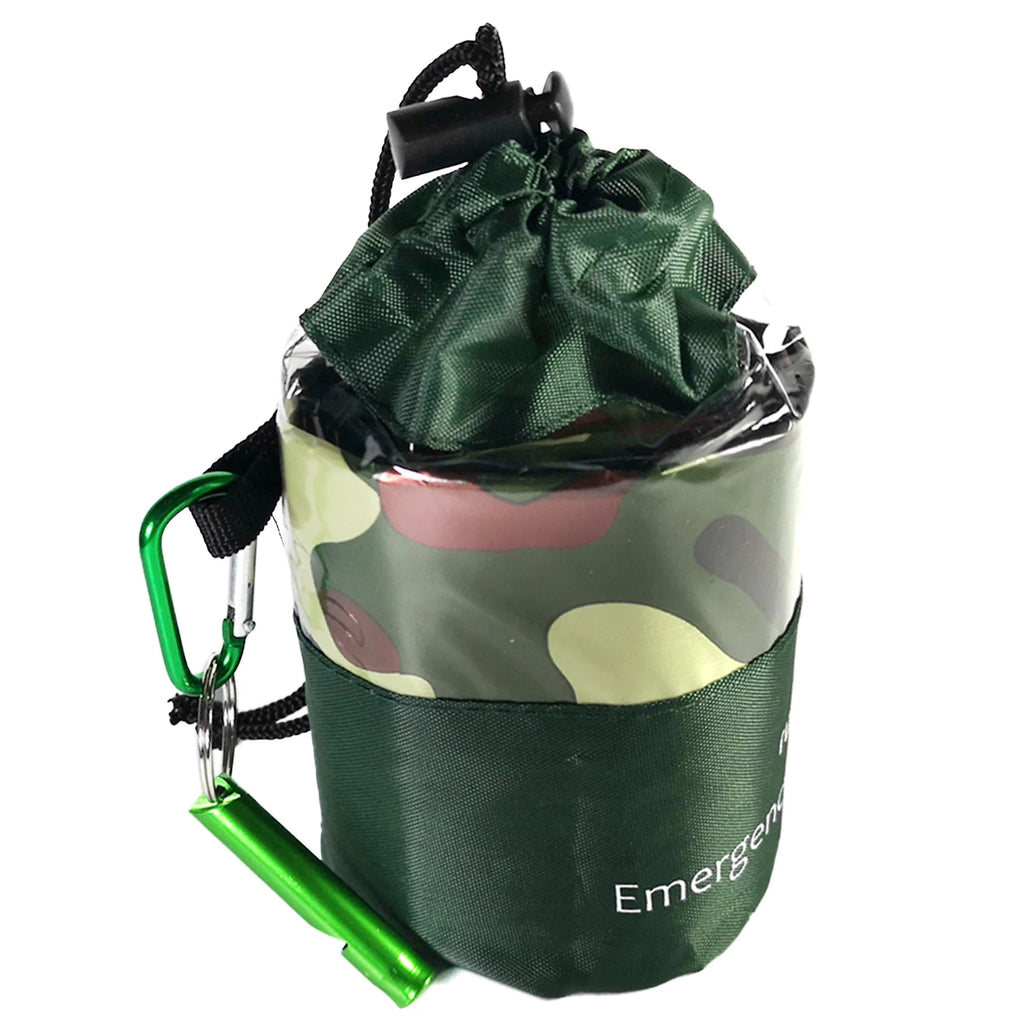 Saco de Dormir de Emergencia para 1-2 Personas Impermeable y Térmico con Silbato para Supervivencia