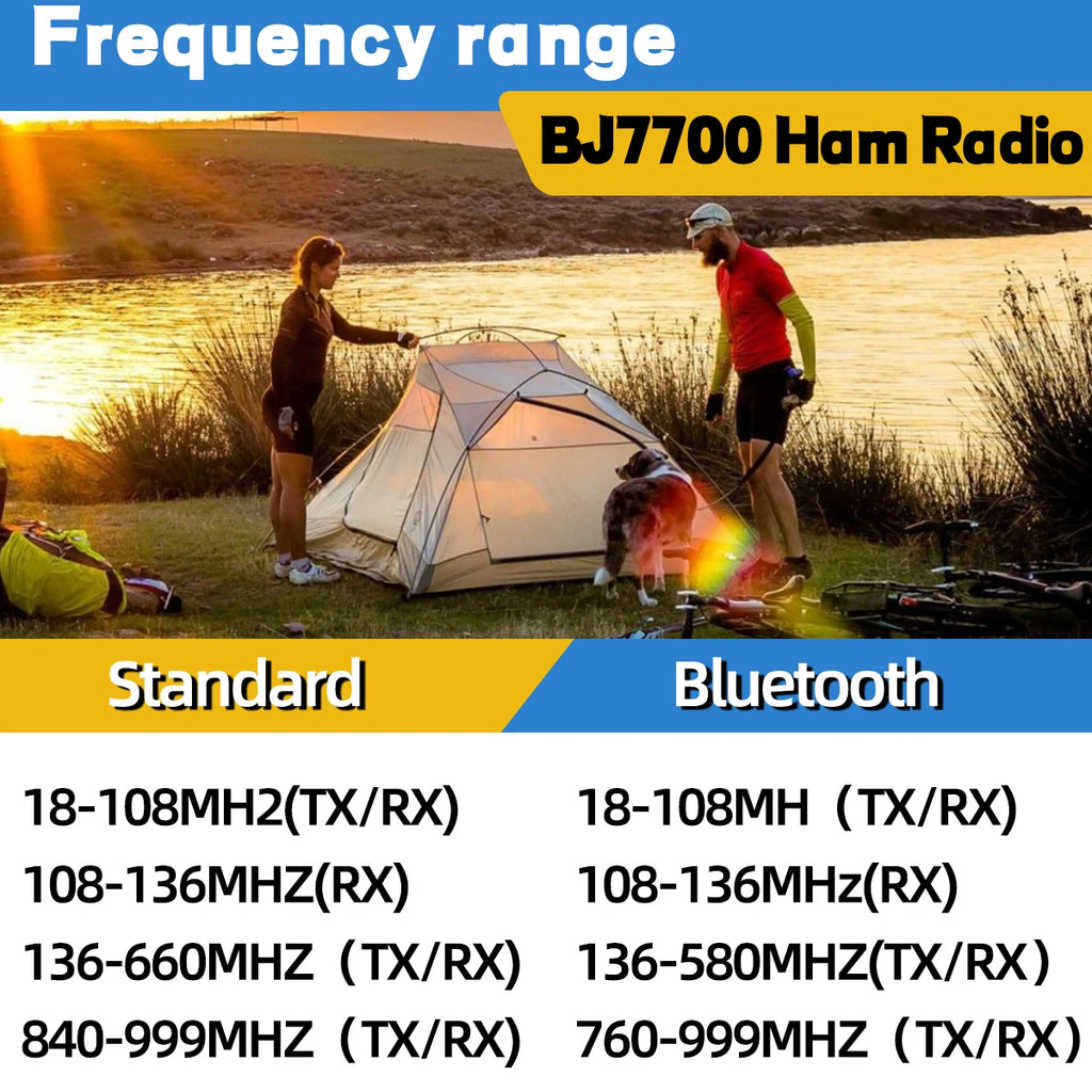 BAJETON BJ7700 Walkie Talkie Multibanda Bluetooth Programable, Reducción de Ruido, AM/FM Radio Ham para Camping BJ8200