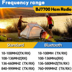 BAJETON BJ7700 Walkie Talkie Multibanda Bluetooth Programable, Reducción de Ruido, AM/FM Radio Ham para Camping BJ8200