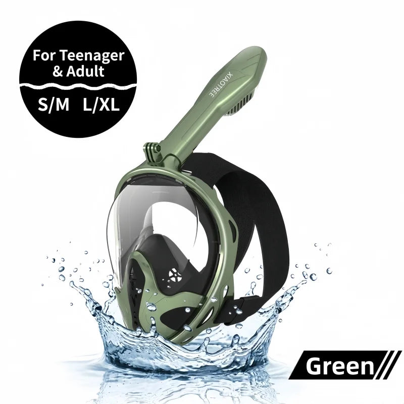 Máscara de Snorkel Integral para Adultos Antivaho Antifugas Visión Panorámica 180° Máscara de Buceo Ligera Equipo de Snorkel