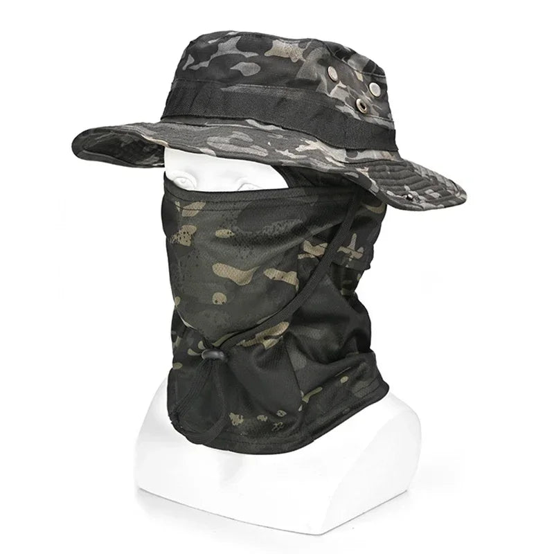 Set de Gorro Camuflado Táctico con Protección Solar para Outdoor, Senderismo y Pesca – UV, Ajustable