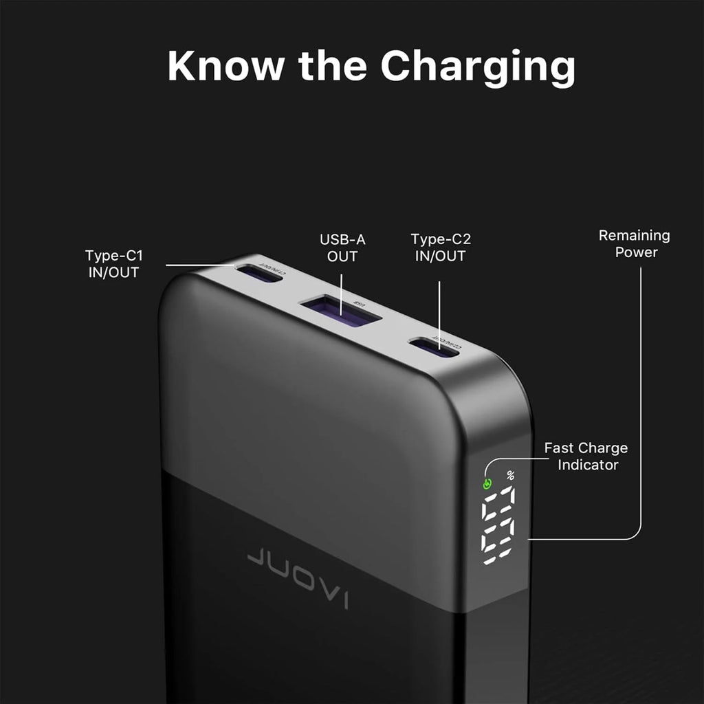 JUOVI Power Bank Portátil 10000mAh 35W Carga Súper Rápida Mini Batería Externa para Celulares