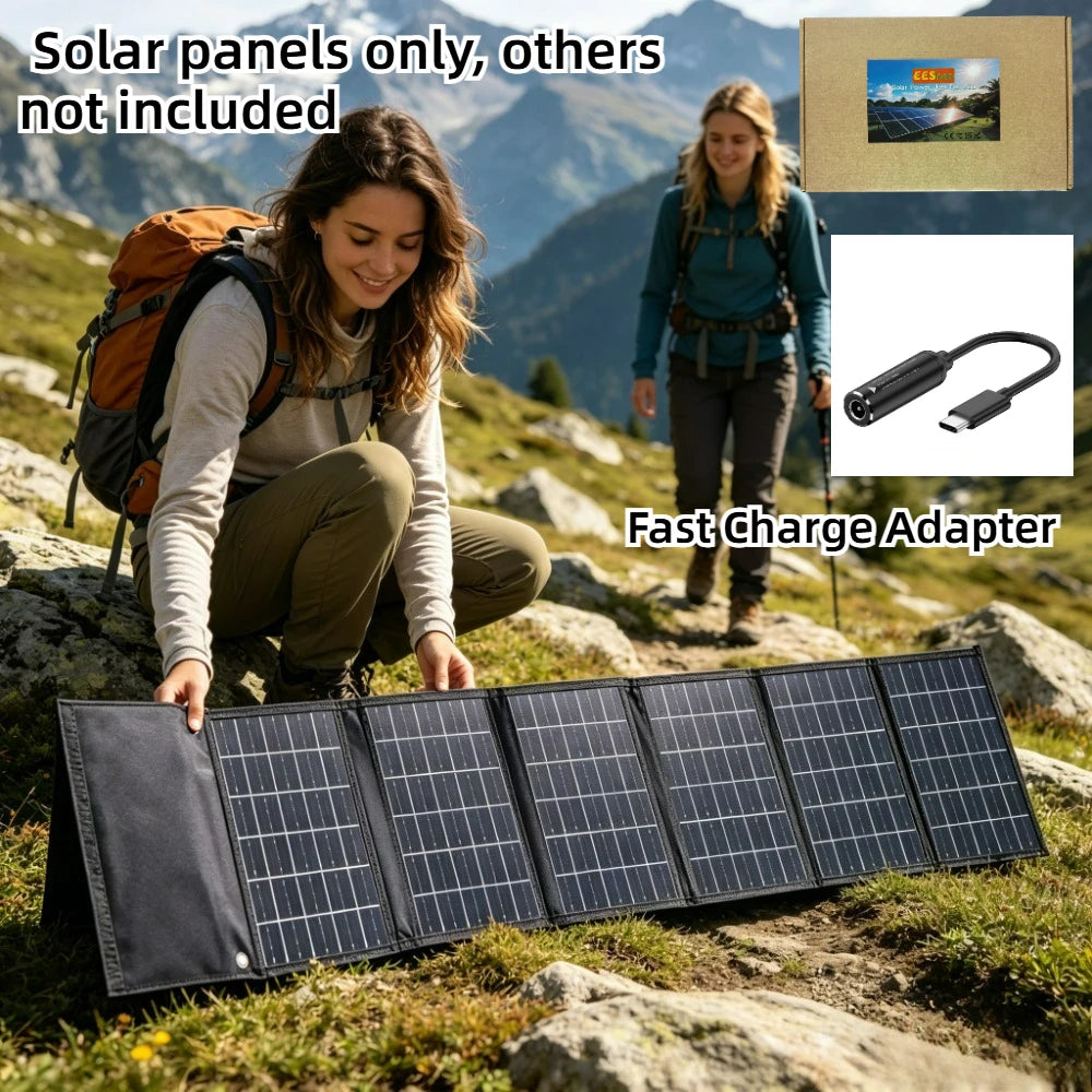Cargador Solar Impermeable 50W 90W Plegable y Portátil con Salidas USB y DC para Exteriores Emergencias Camping Senderismo