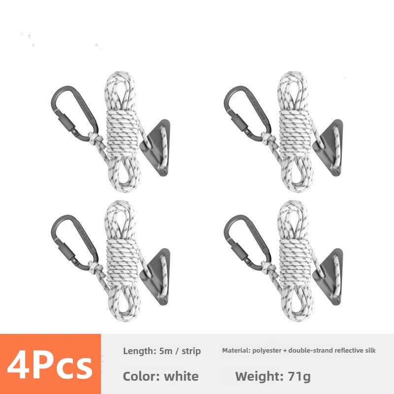 Cuerda Reflectante Doble de 5mm para Tienda de Campaña con Tensor y Hebilla – Accesorio Cortaviento para Outdoor, Lona y Refugios