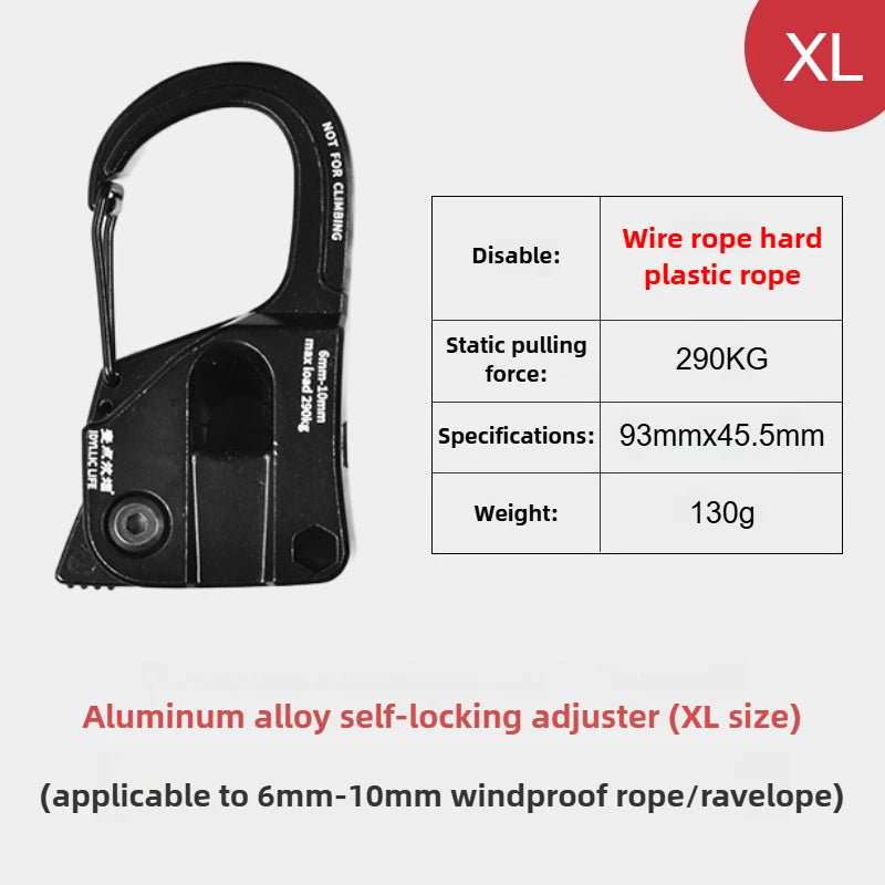 Tensor de cuerda para tienda de campaña de aleación de aluminio, resistente a la corrosión, ligero y portátil