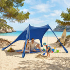 Alfombra de Playa Plegable UPF50+ con Patas de Aluminio y Bolsa Azul