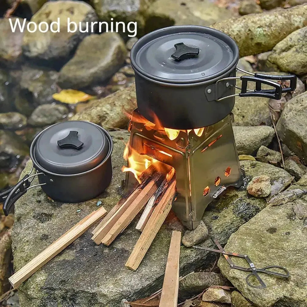 Estufa de Madera Portátil para Camping de Acero Inoxidable, Plegable y Ligera para Senderismo, Viajes, BBQ y Picnic