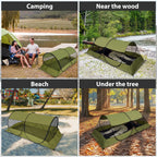 Tienda para 1 Persona de Malla B4 de Alta Densidad, Doble Cremallera y Ventilación, Ultraligera para Camping al Aire Libre