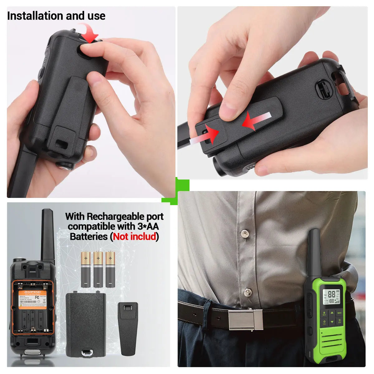 2 Radios Baofeng F22 Mini Walkie Talkie PMR 446MHz Largo Alcance NOAA Cargador Tipo-C Portátiles para Senderismo