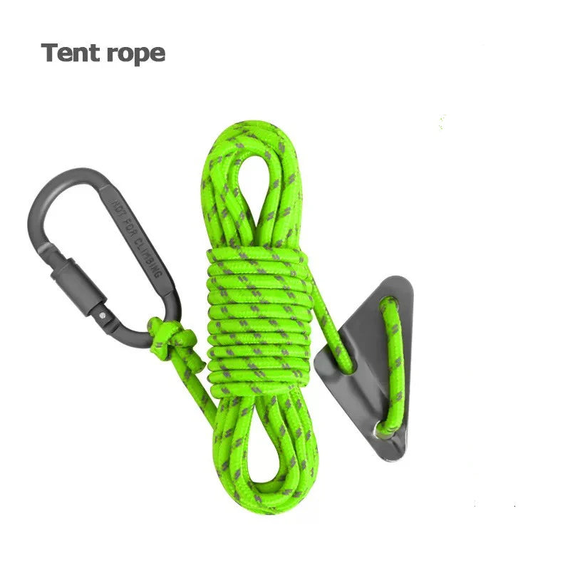 Cuerda Reflectante Doble de 5mm para Tienda de Campaña con Tensor y Hebilla – Accesorio Cortaviento para Outdoor, Lona y Refugios