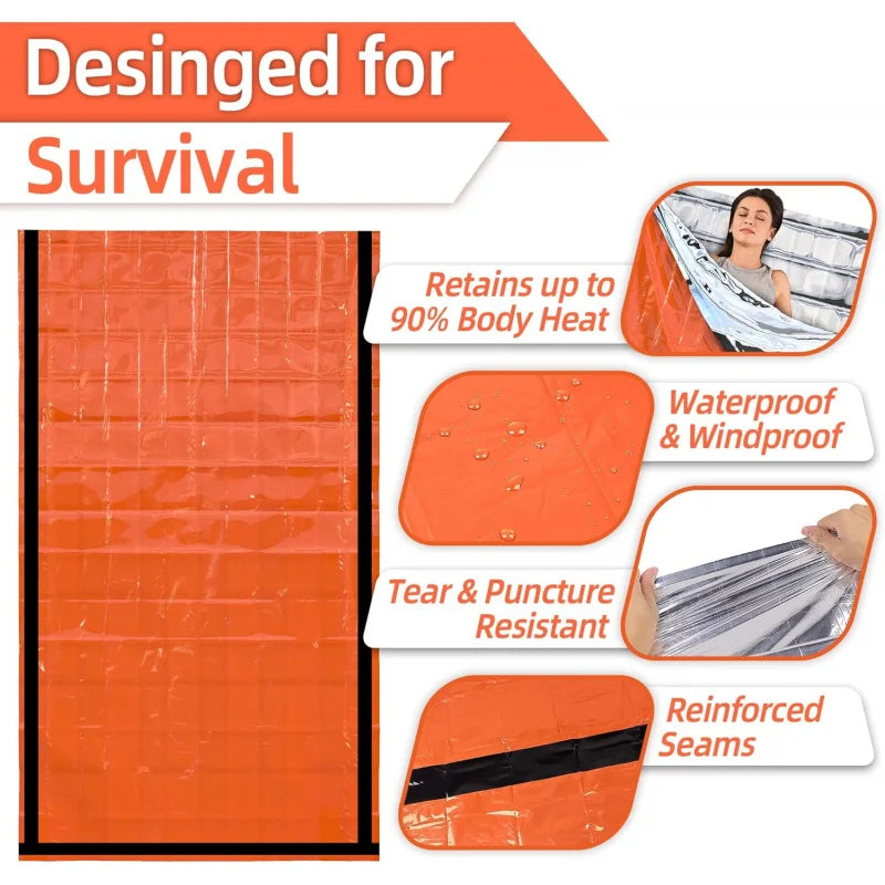 Saco de Dormir de Emergencia Manta Térmica Bivy Ligero Impermeable Portátil para Acampar y Senderismo