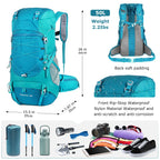 Mochila de Senderismo WESTTUNE 50L con Cubierta Impermeable – Mochila Multifuncional para Montañismo, Viaje y Camping
