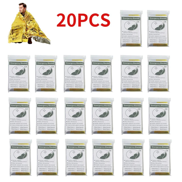 Manta de Supervivencia de Emergencia Exterior 5-30 Unid Oro-Plata Impermeable 130x210cm