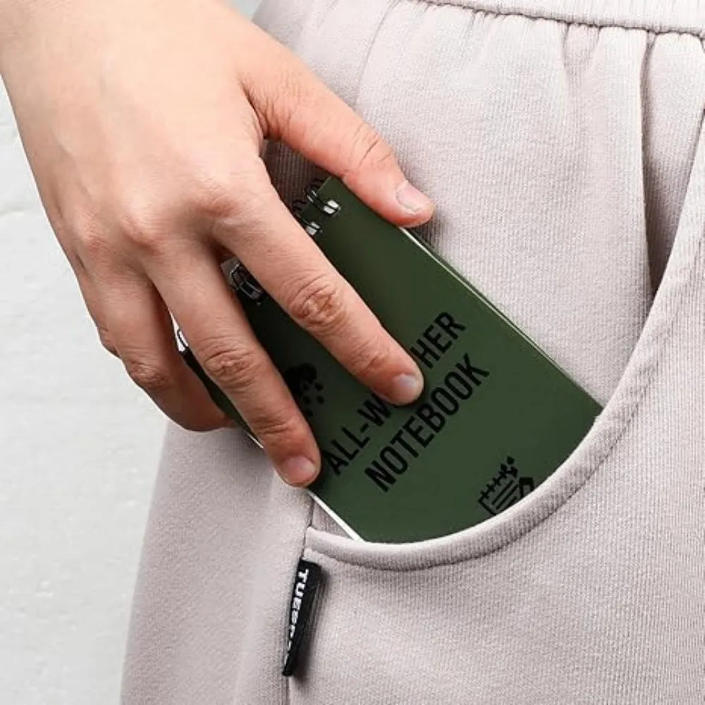 Bloc de notas táctico impermeable de bolsillo con páginas rayadas - Mini libreta para exteriores, hogar y oficina