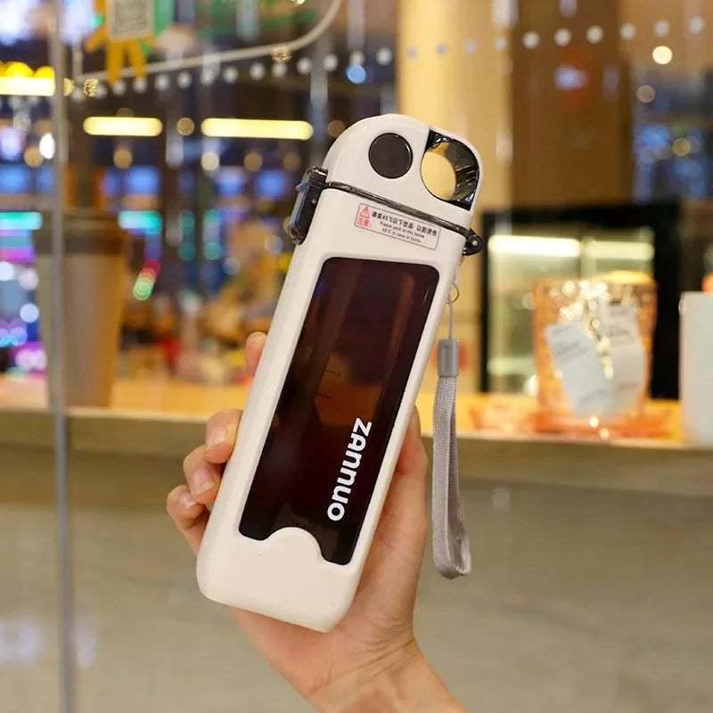 Botella de Agua Plástica 350ml Antiderrames con Tapa Bloqueable y Medidor para Deportes y Viajes al Aire Libre
