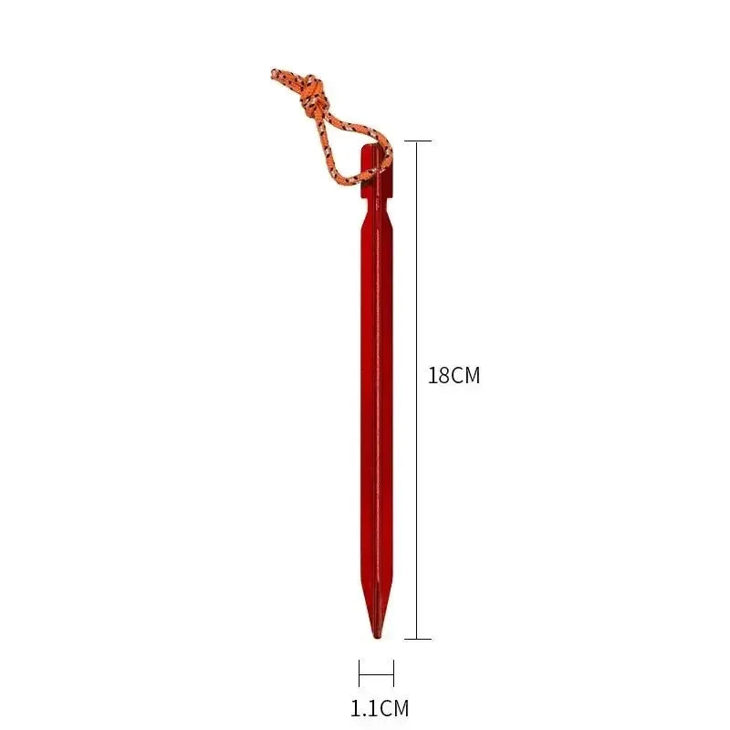 Set de 10 Estacas Ultraligeras de Aleación de Aluminio 18cm para Camping con Bolsa de Almacenamiento y Cuerda