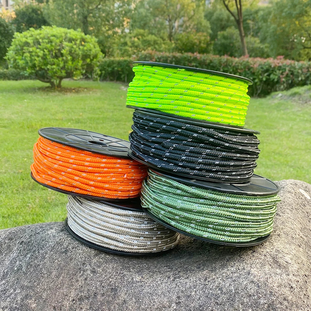 Paracord Reflectante 30M x 6mm para Camping y Supervivencia - Cuerda de Paracaídas Resistente para Tienda y Tendedero