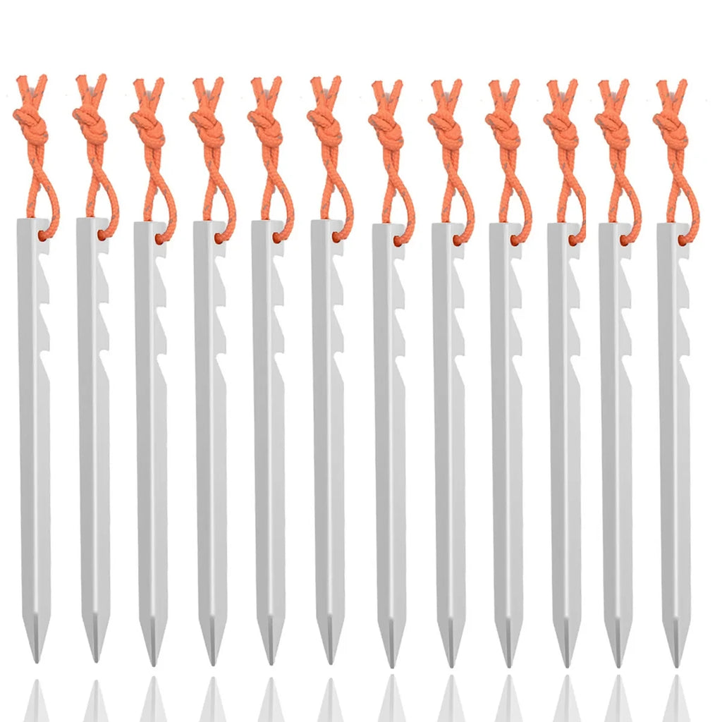 Juego de 12 piquetas de aluminio 18 cm ultraligeras para tienda de campaña y toldos