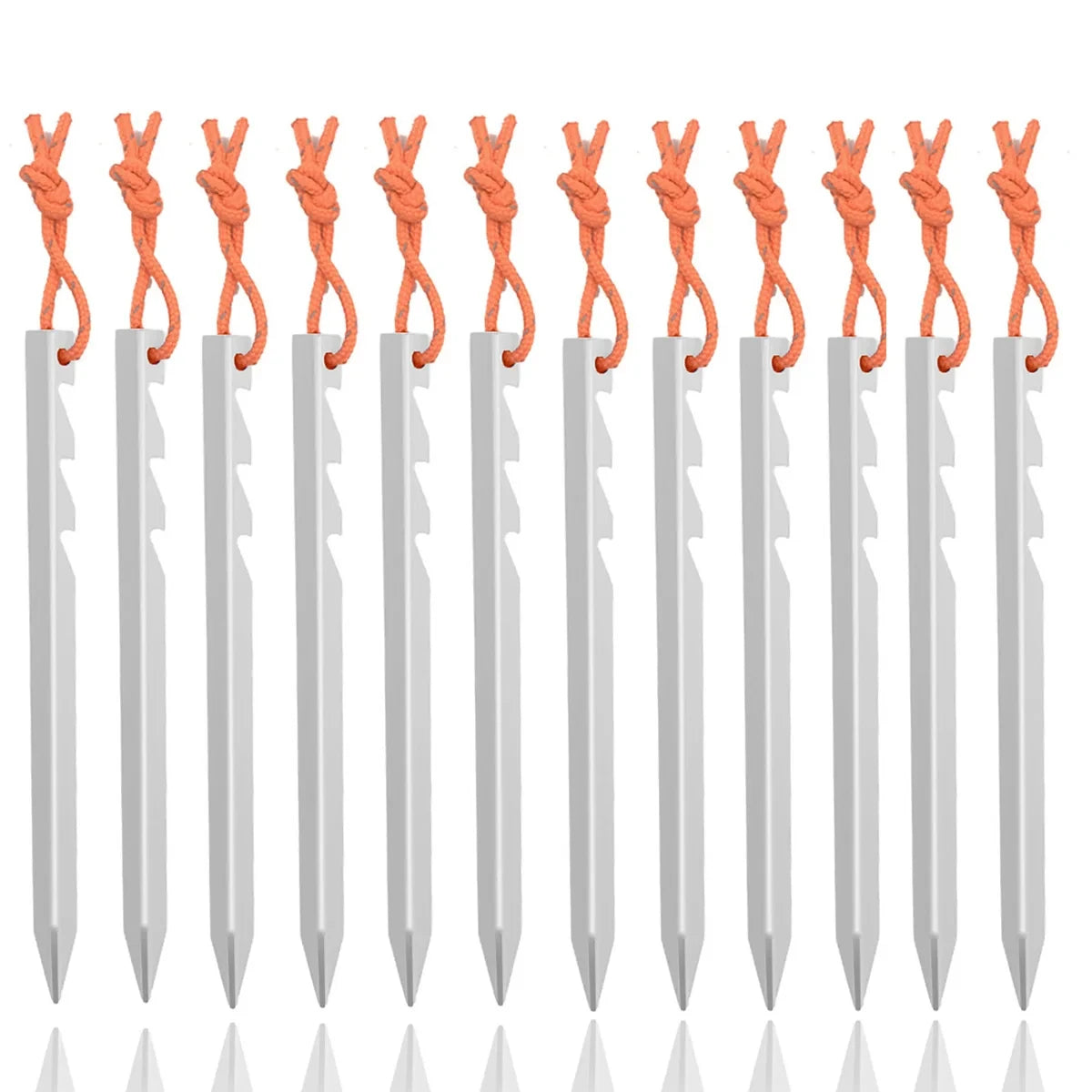 Juego de 12 piquetas de aluminio 18 cm ultraligeras para tienda de campaña y toldos